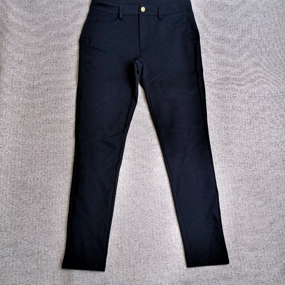 Michael Kors Trousers Womens 6 Navy Blue Excellent Slim Fit Stretch Gold Tone
